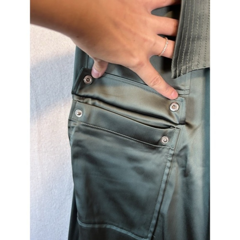 White House Black Market Woman's Green Dress Pants w Belt Size 12R #1434 - Picture 8 of 16